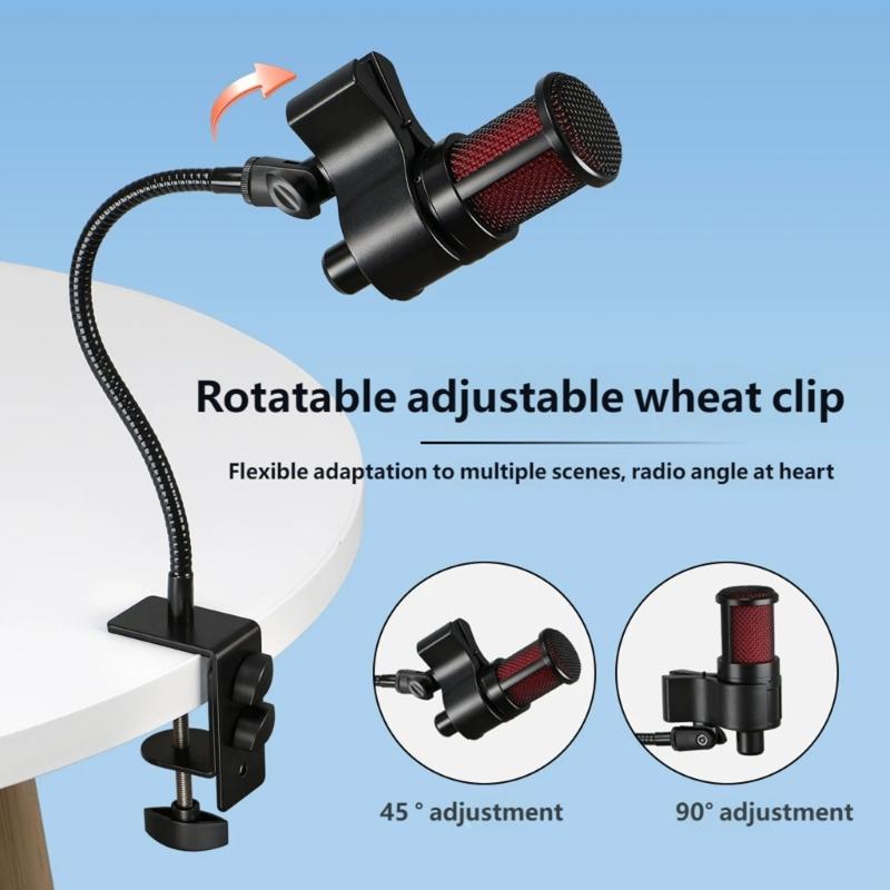 Adjustable Microphone Holder Clamp Gooseneck Arm Clip for Music Recording Equipment and Live Broadcast Accessories