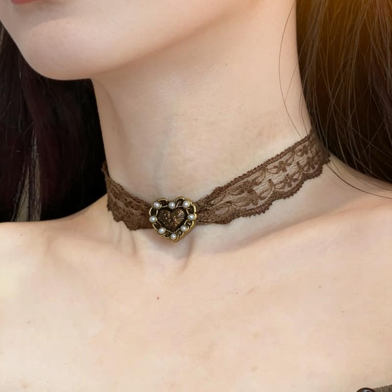 Fashion Sexy Lace Necklace For Women Girls Vintage Lace Collarbone Chain Necklace Neck Jewelry Accessories