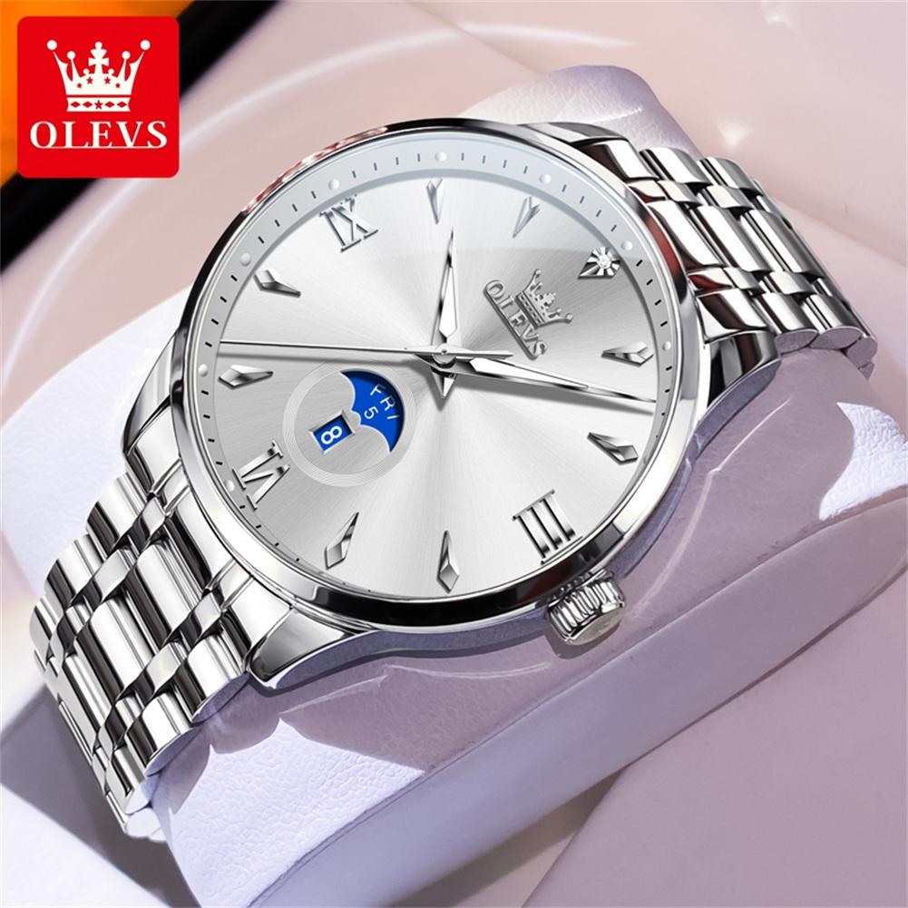 OLEVS 3646 Quartz Watch Men Classic Business Solid Steel Strap Men's Wristwatch Calendar Week Waterproof Luminous Watch