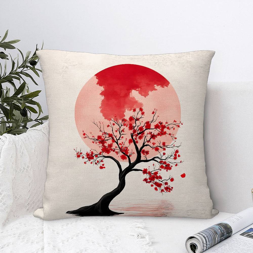 Japanese Moon Gate Pillow Case Sofa Decorative Home Double-sided Print Plush Square Throw Pillow Covers Cushion Decor Cover