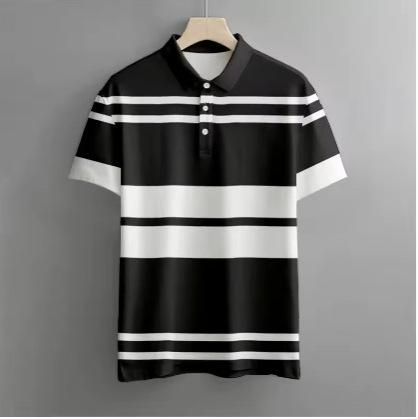 Summer Men's Polo Shirt Casual Short Sleeve Print Button Polo T-Shirt Loose Fashion Men's Gower