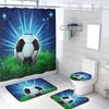 Sport Game Fabric Shower Curtain Set Cool Basketball Soccer Volleyball Rugby Baseball Graffiti Sports Theme Bathroom Set Decor