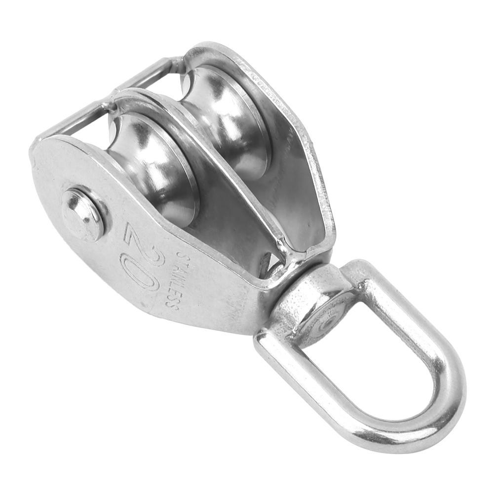 2PCS 304 Stainless Steel M20 Fixed Pulley Double Wheel Lifting Sheave