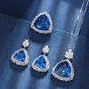 Autumn and Winter New Huabi Jewelry Copper Bottom Gold-plated Simulation Blue Spinel Advanced Set 17 * 17-12 * 12