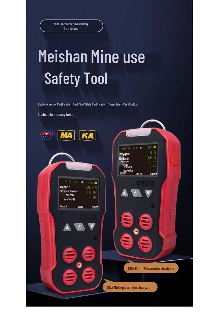 Baoshian 4-in-1 Portable Gas Detector: Methane, Oxygen, CO, H2S