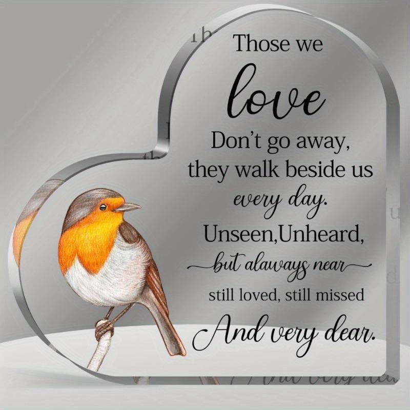 2D Flat, Heart-Shaped Acrylic Desk Decor Plaque, Sympathy Keepsake for Mother or Father, Suitable for wall decoration, porch, room, villa, accents Hom