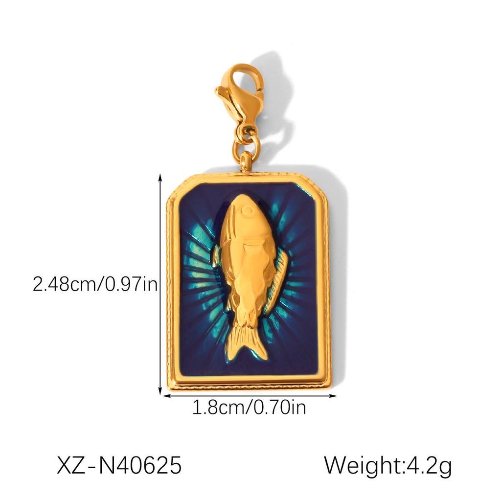 European-American Stainless Steel Tarot Card Pendant - Versatile, Non-Fading, DIY Jewelry Accessory for Women