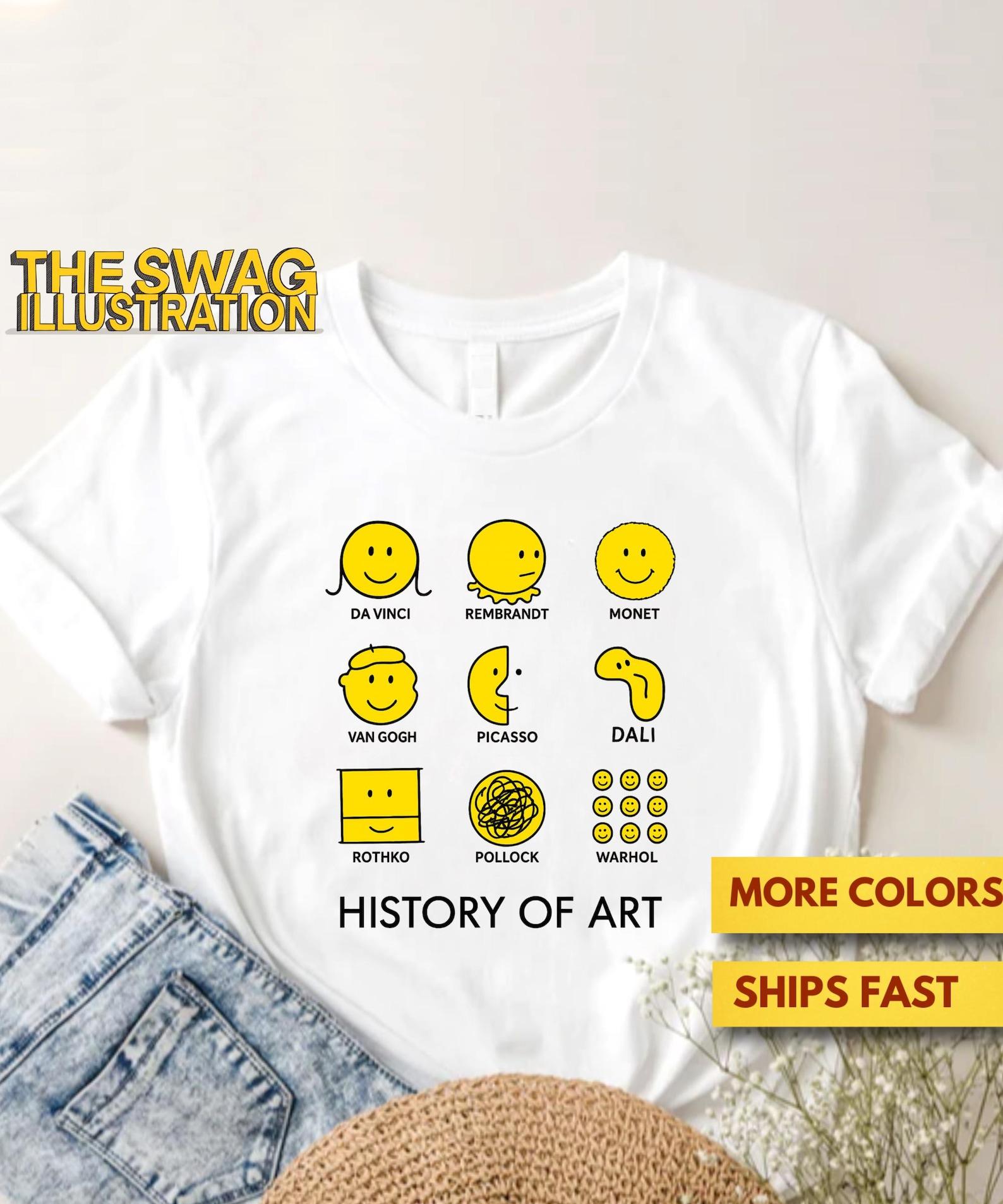 History Of Art Emoticon Shirt, Funny Artist Painting Styles Emoticon Shirt, Artist Humour, Art GifT shirt, Ultra Soft Premium Tee XL