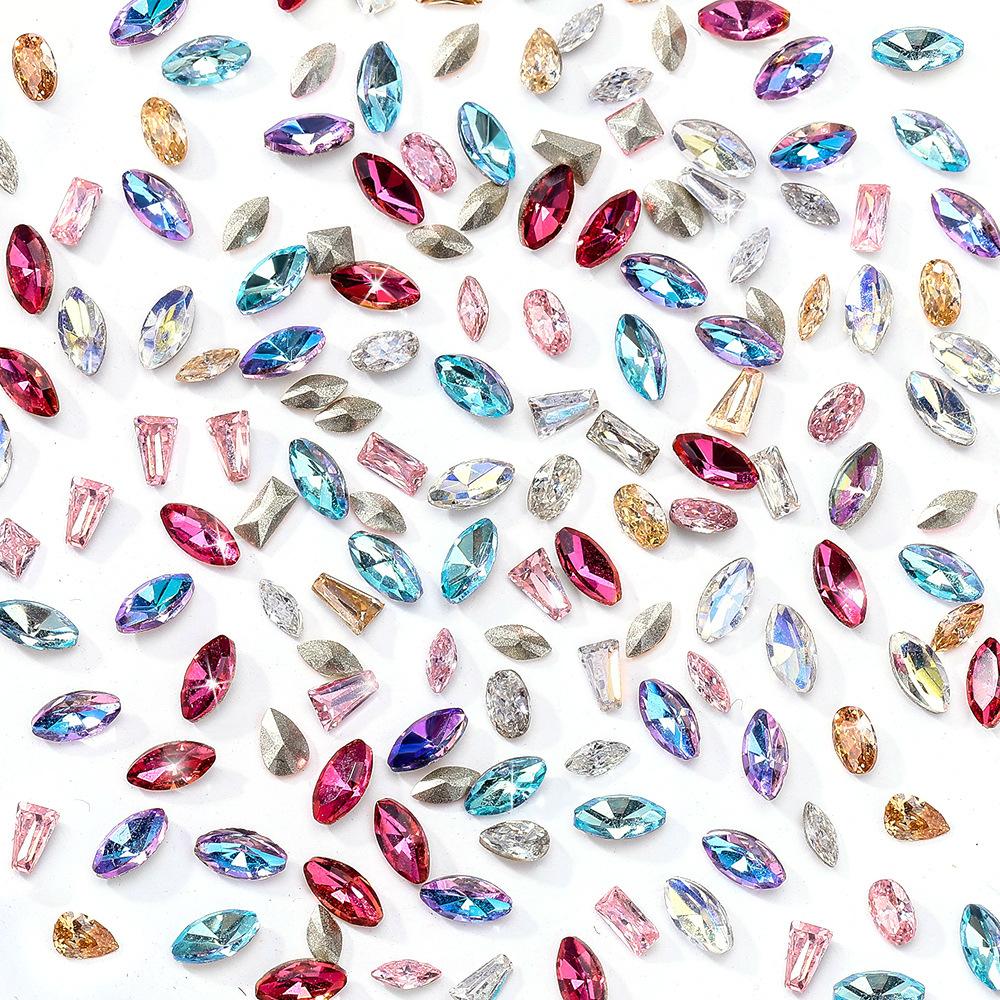 Mini Pointed Bottom Zircon Nail Art Small Zircon K9 Micro Zirconium Horse Eye Drill Pointed Bottom Mixed Water Drop Drill Nail Diamond Jewelry