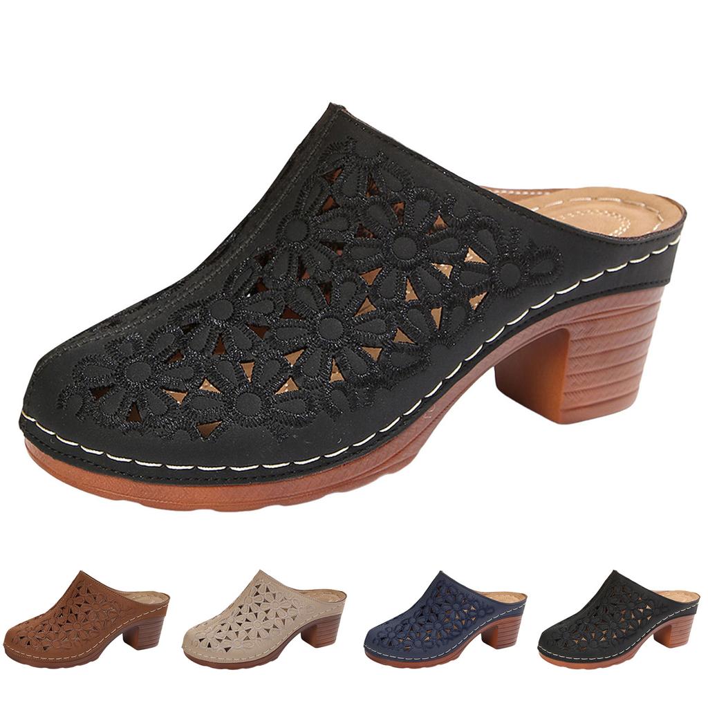 Fashionable And Versatile Women'S Slippers Thick Mid Heel Soft Sole 206 Collective Womens Sandals Women Leather Sandals Size 6