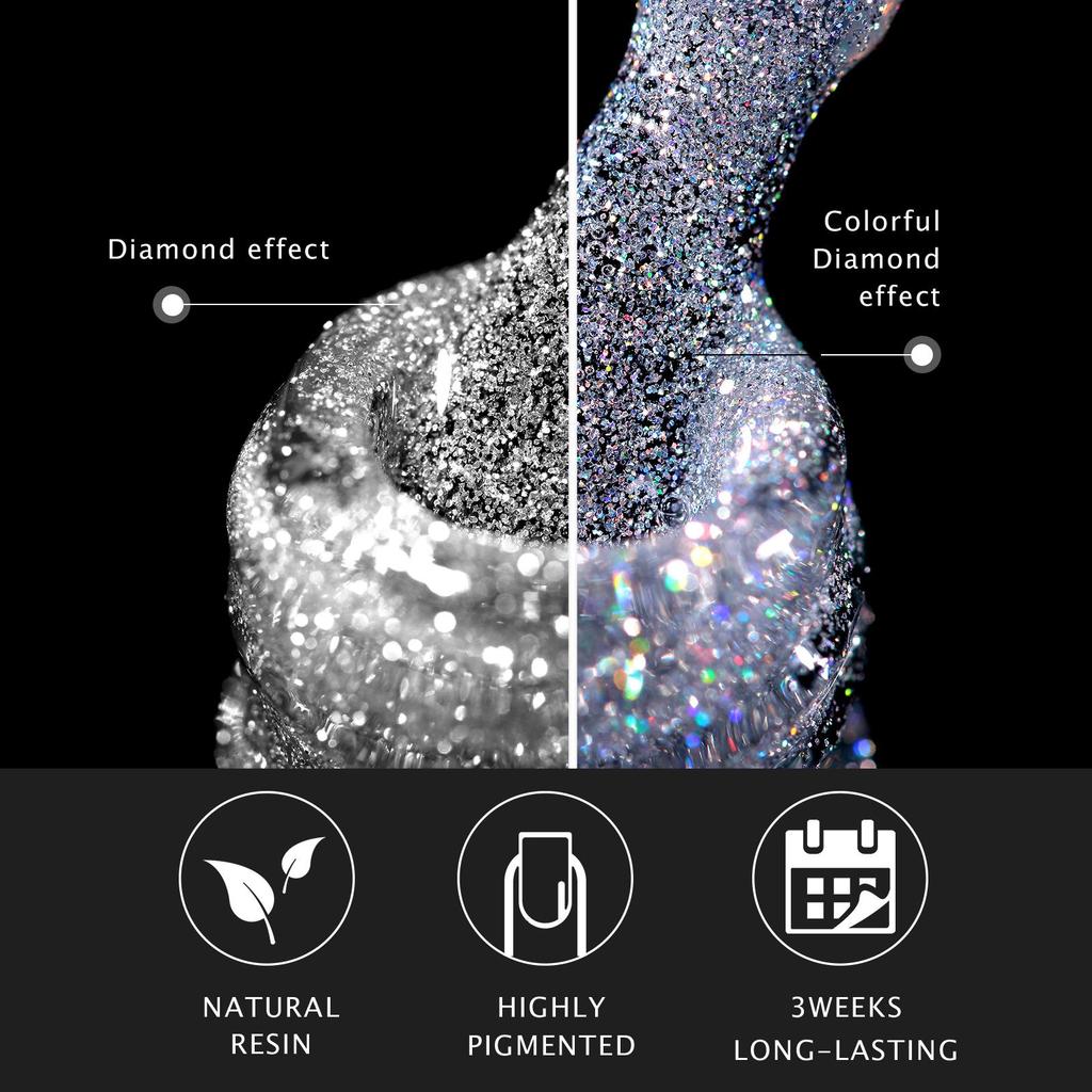 JTING New Design Top Shiny Quality 2 Effects Diamond Reflective Glitter Top Coat Gel Polish OEM ODM Free Customizaiton Service