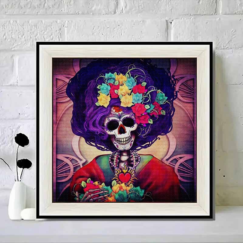 New Arrival 5D DIY Full Circle Diamond Painting "Skeleton Woman" Embroidery Cross Stitch Home Decor Gift