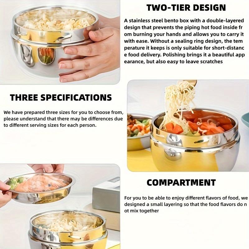 Tragbare, hochwertige, runde Lunchbox aus Edelstahl zur Aufbewahrung von Lebensmitteln für warme Speisen mit wärmeisolierter Bento-Box