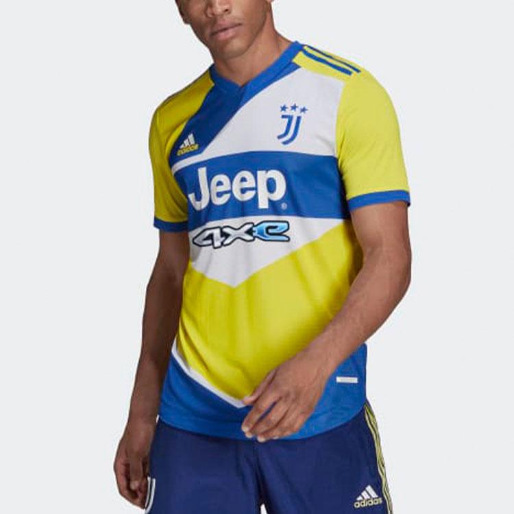 Adidas Striped Short Sleeve Football Jersey Juventus Second Away Player Edition Men Jersey Yellow GM7175