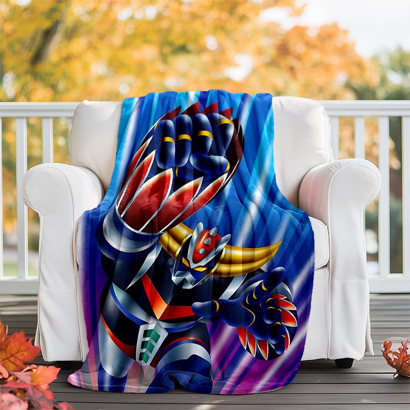 1pc UFO Robot Grendizer5 Theme Blanket - Digital Print, Polyester, Cozy for All Seasons, Perfect for Outdoor, Camping, and Travel