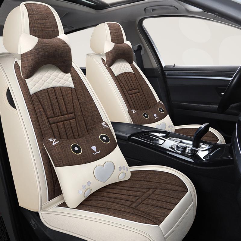 Universelles Leinen-Autositzkissen für Corolla, Civic, Sylphy & mehr - Vier Jahreszeiten