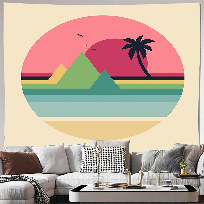 Boho Wall Tapestry Aesthetic Room Decor Nature Landscape Tapestry Vintage Wall Hanging Hippie Tapestry Home Textile Living Room 74x94cm(29x37in)