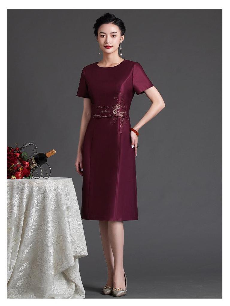 L10486 Spring High-End Plus Size Mother of the Bride A-Line Slimming Dress