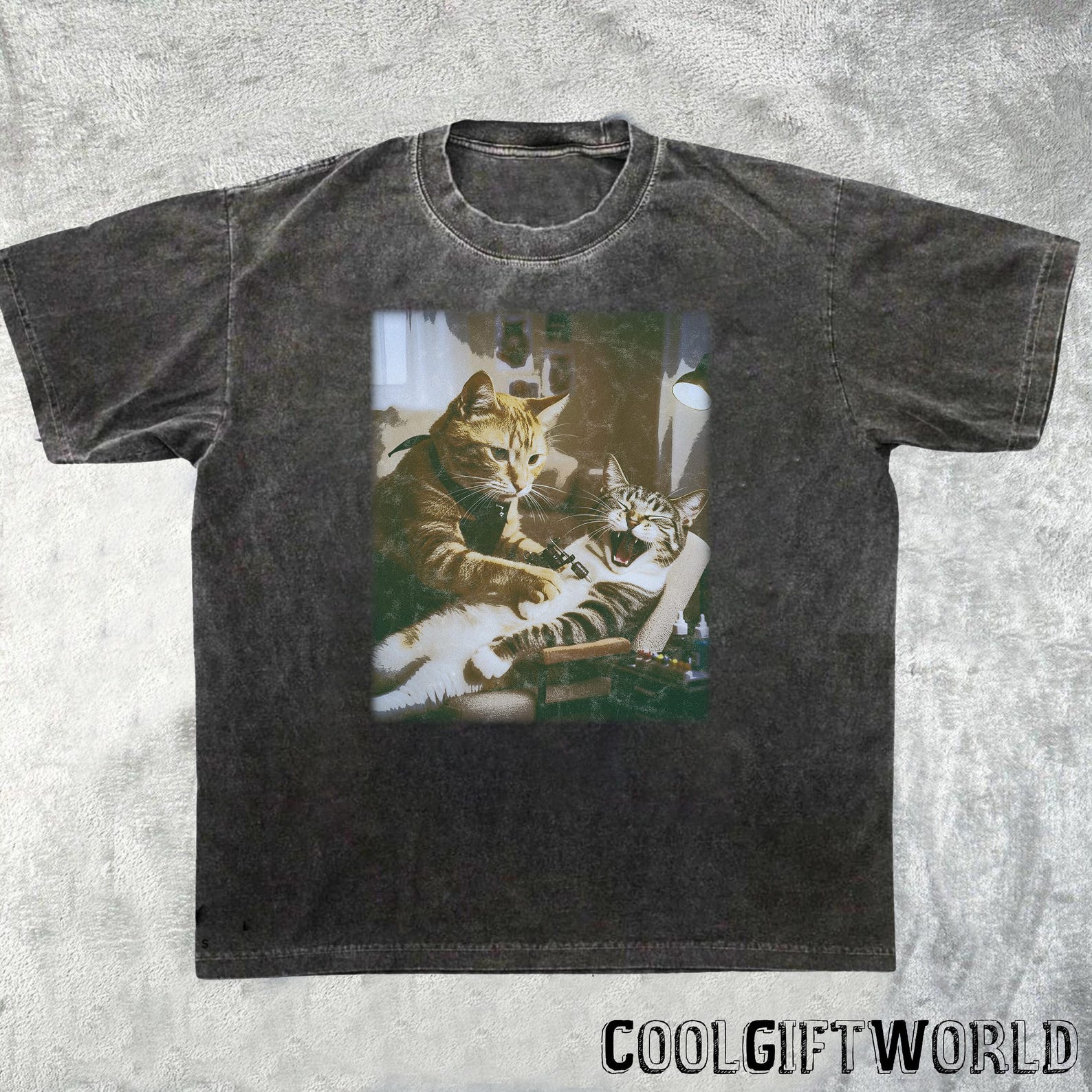 Funny Cat Tattoo Shirt, Retro Cat Meme Tee, Viral Parody T Shirt, Tattoo Artist Gift, Dark Humor Cat Lover XL