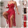 Großgröße Einfarbiges Netz-Nachthemd Durchsichtiger Rückenfreier Bequemer Damen-Loungewear-Schlafanzug 896 Inklusiv Atmungsaktiv Entworfen