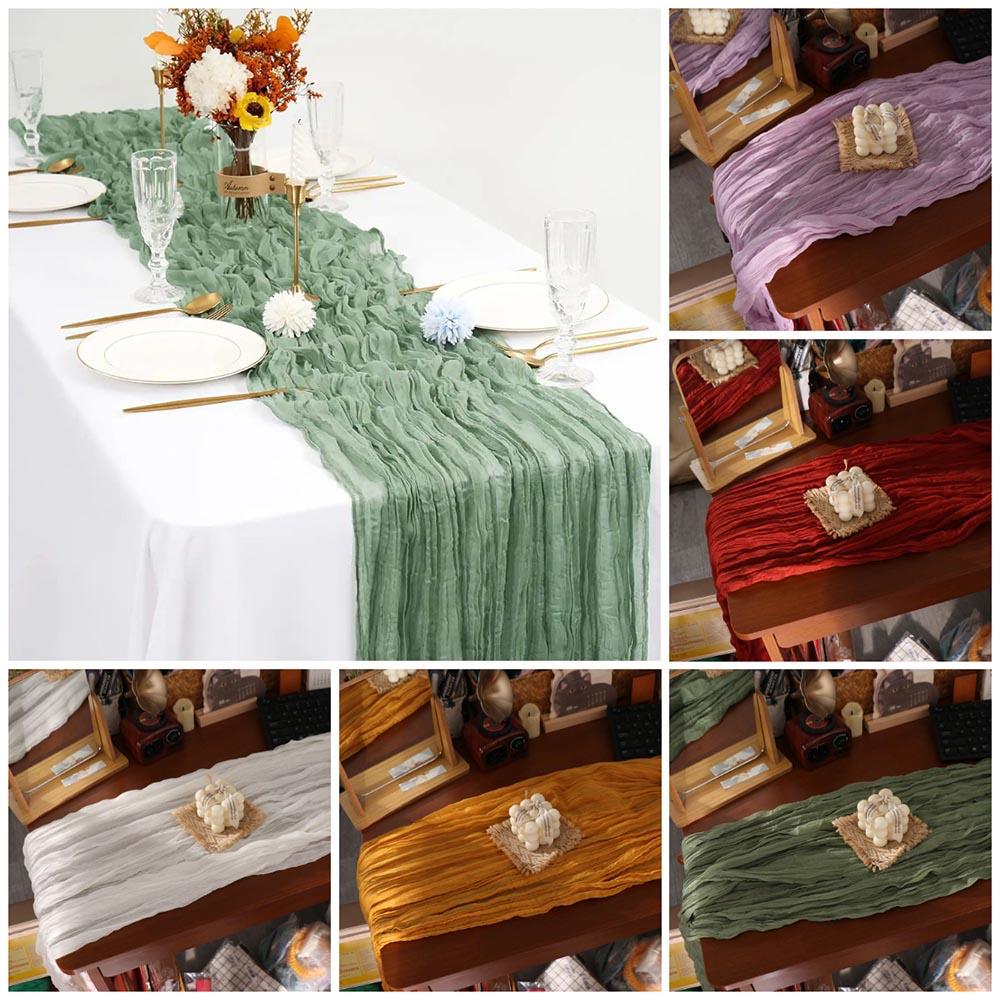 

Vintage Table Runners 90x180/300cm Rustic Country Gauze Tablecloth Semi-Transparent Boho Wedding Decoration Beach Wedding 90x180cm кирпич красный