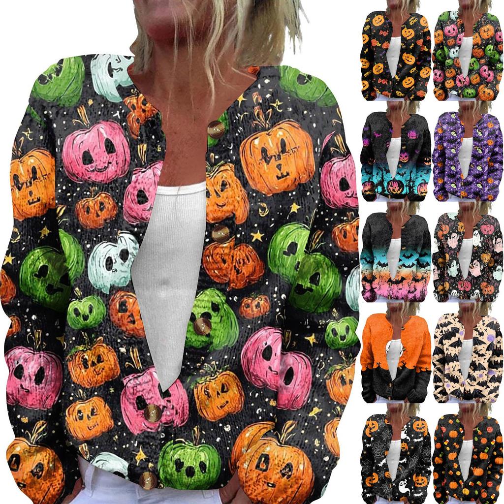 Dámská módní pletená svetrová bunda s dlouhým rukávem a zapínáním na knoflíky