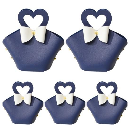 5 db-os ajándéktáska Kényelmes színes mini kézitáska Műbőr cukorkatáskák bulikhoz esküvők dekorációjához