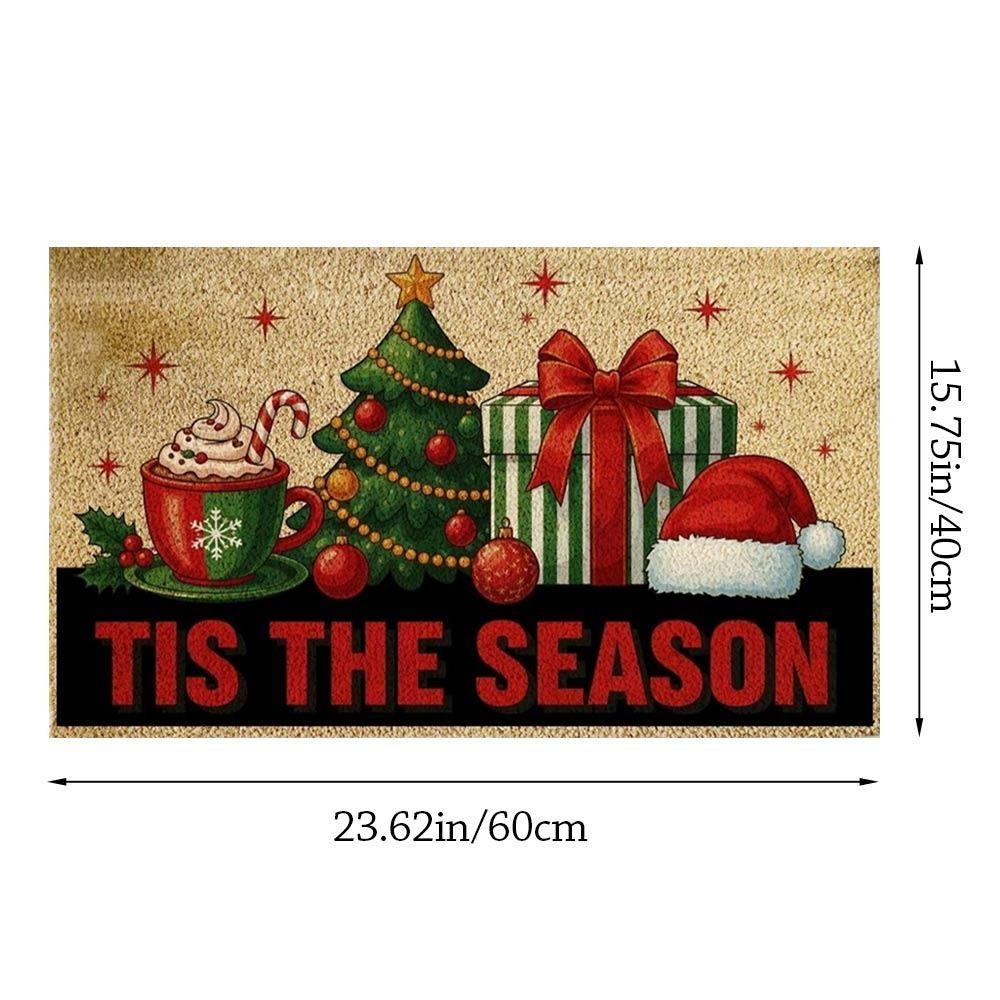 Water-absorbing Christmas Door Mat Gingerbread Man Pattern Santa Claus Design Anti-slip Pad Christmas Decor Foot Mat Home Decor