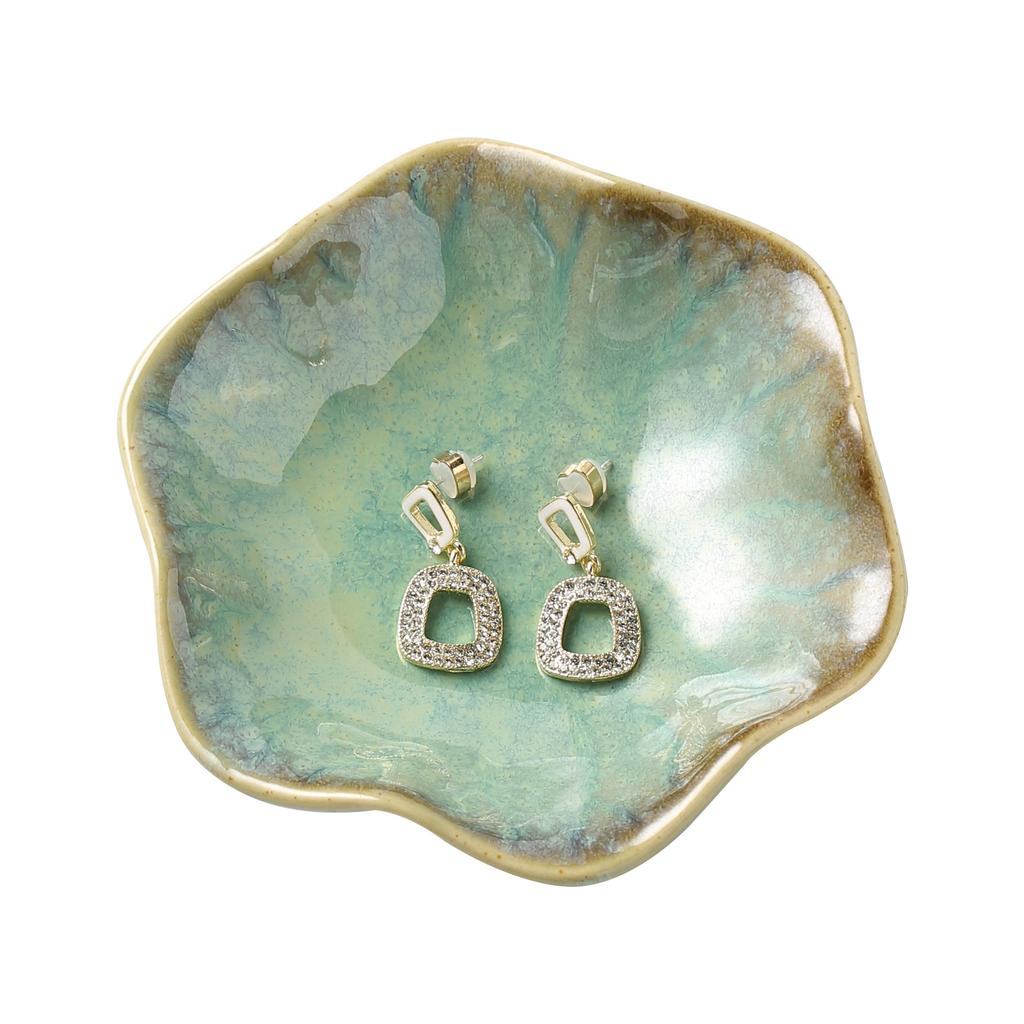 Japanese Kiln Change Lotus Leaf Plate Ceramic Jewelry Tray Popular Ins Home Storage Plate Ornament Gift