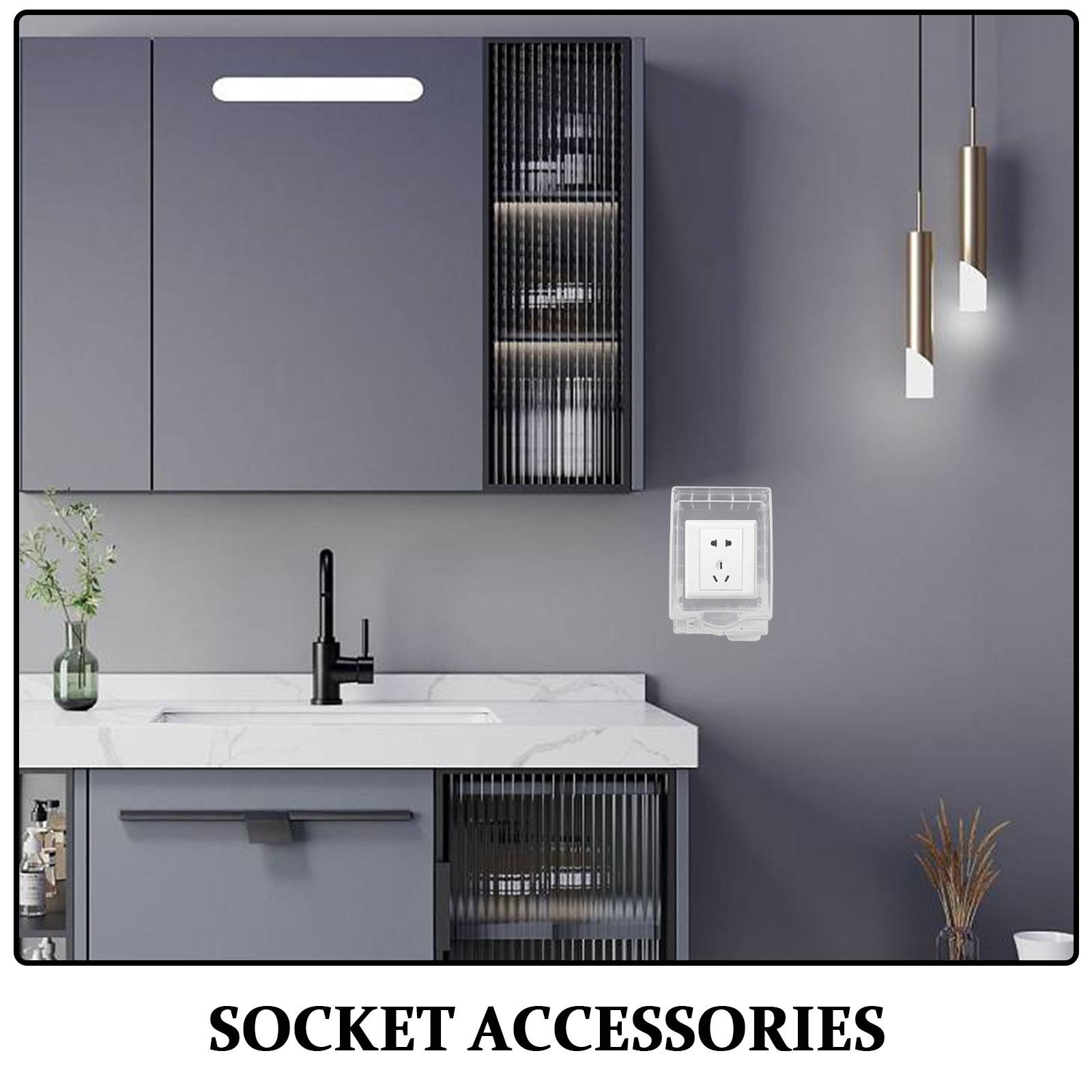 Lockable Waterproof Socket Cover Transparent Plastic Splashproof Electrical Outlet Protector for Bathroom Kitchen Switch Wall other