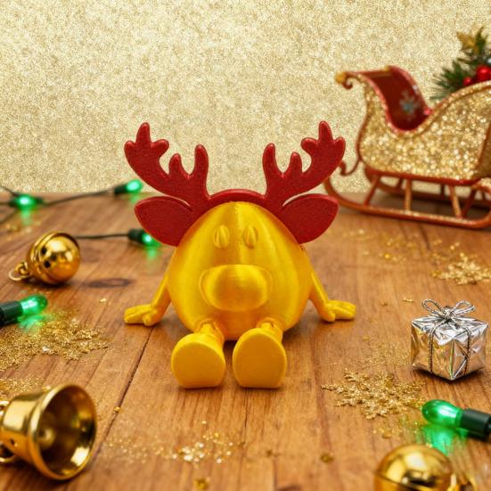 3D Printed Christmas Reindeer Figurine Xmas Elk Ornament Fidget Toy with Movable