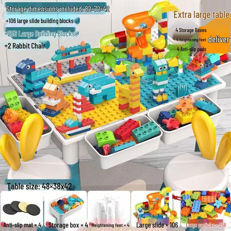 Multifunctional Large Particle Building Block Table for Kids: Educational Toy for Boys, Girls, and Babies