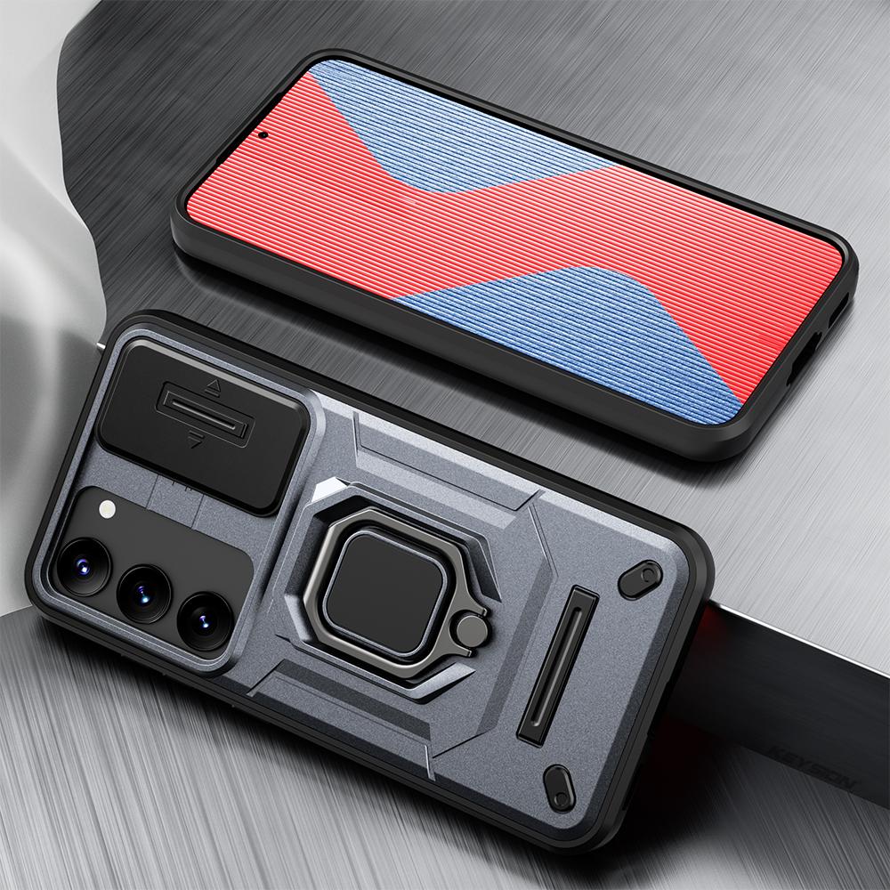 KEYSION Etui odporne na wstrząsy do Samsung S23 Ultra 5G Slide Camera z pierścieniem ochronnym na obiektyw, etui na telefon Galaxy S23+ Plus