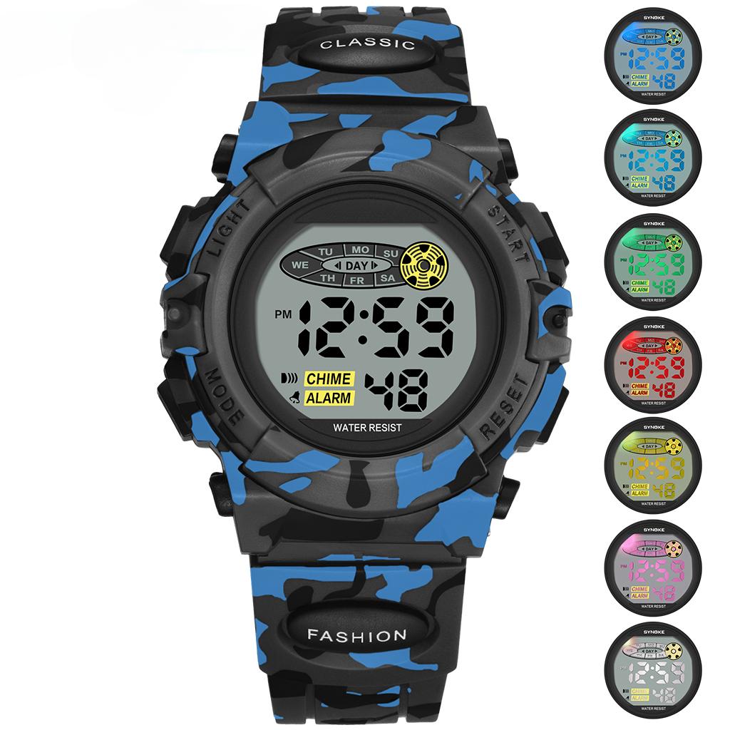 Student Sport Watch For Kids Colorful Electronic Watches Waterproof Clock Children Digital Watch For Boys Camouflage