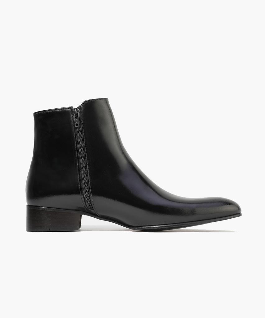 Firenze Atelier Slim Shape Minimal Glossy Cowhide Ankle Boots 3333 [Black Box]