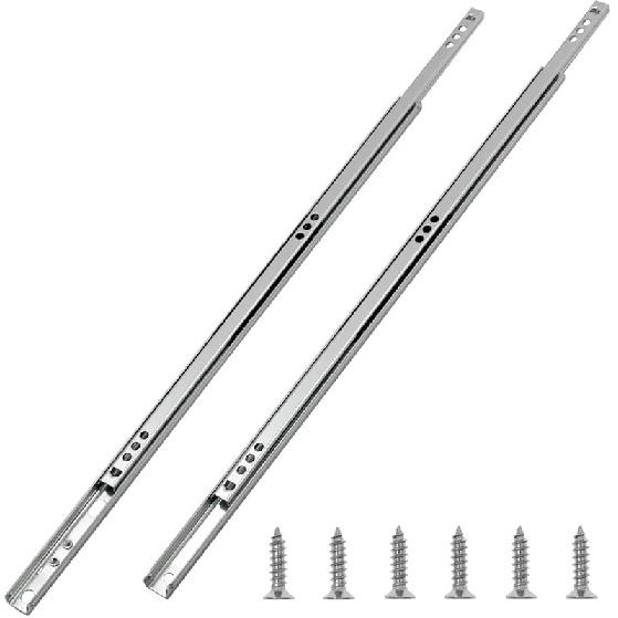 Metal 12 Inch Drawer Slides, Ball Bearing Two Way Slide Track Rail 0.7 Inch Wide 1 Pair