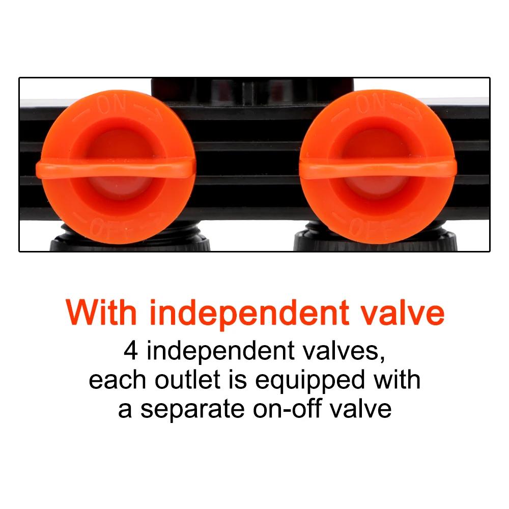 Ventilverteiler 3/4" Bewässerungsverbinder Verteiler 4-Wege Schlauchverteiler Für Wasserrohr Schlauch Rohrhahn Anschlüsse