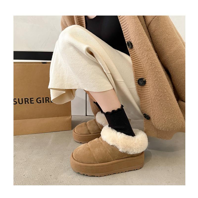 Thick Soled Height Increasing Hairy Snow Boots for Women's Winter New Style with Fur Integrated and Plush Thick Soled Warm Bread and Cotton Shoes