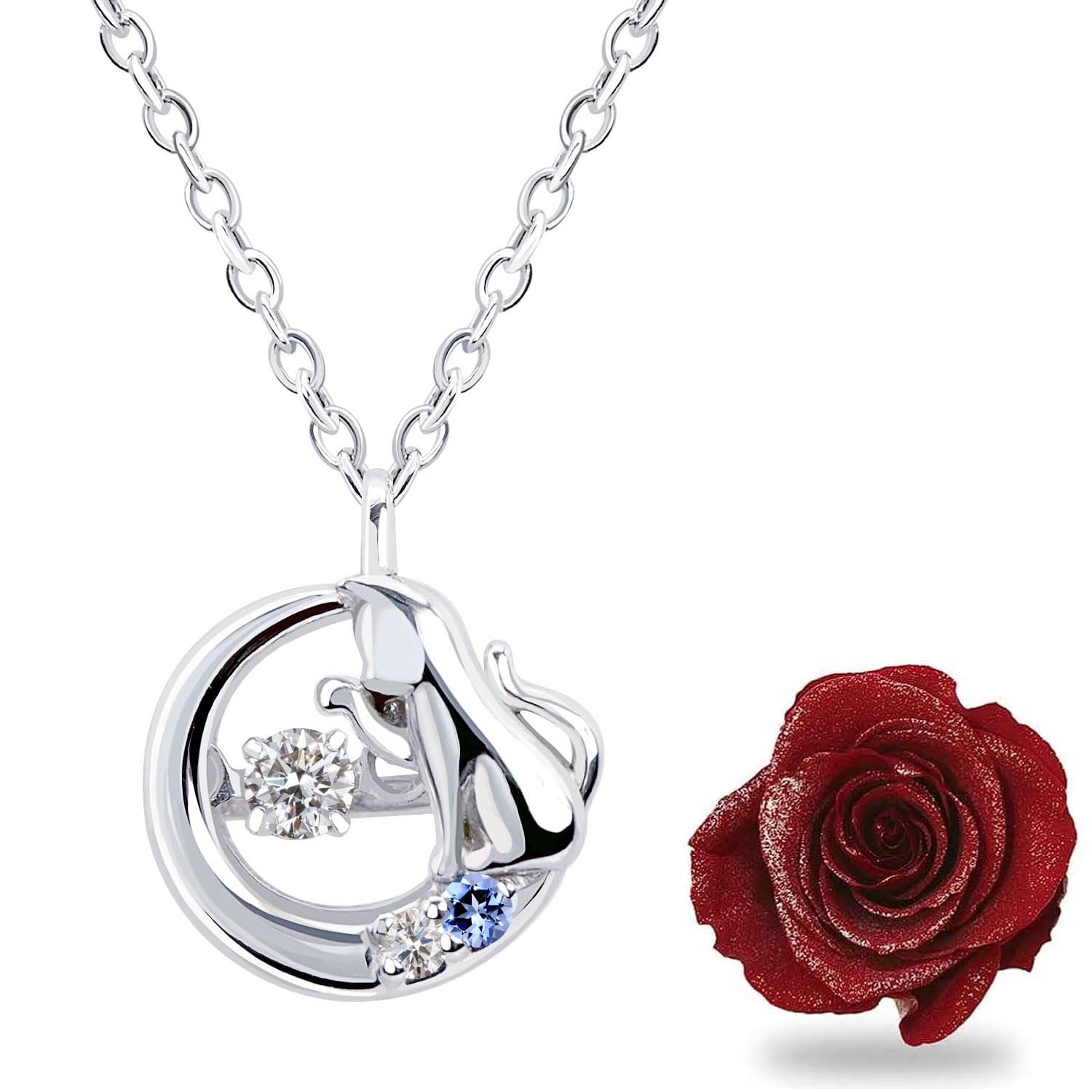 

Necklace Cat Dancing Stone Rose Box Set December Birthstone Tanzanite [Sears] sp10-0002-1218-12