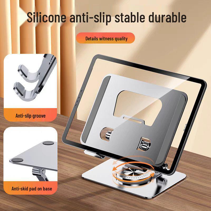 Fully Adjustable Metal Tablet Stand with 360° Rotation and Heat Dissipation