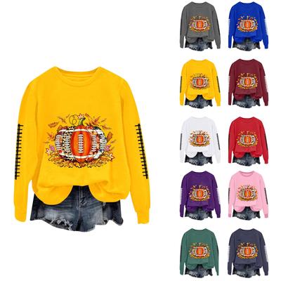 Women's Fashionable And Casual Long Sleeved Printed Round Neck Sportswear Pullover, Slim Fit T-shirt Top