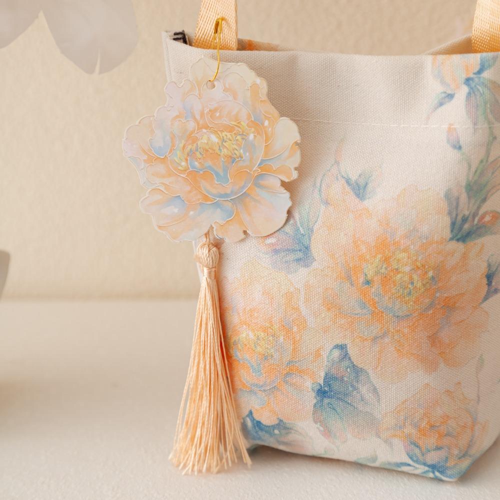 Printing Chinese Style Handbag Make Up Pouch Wedding Candy Bag Flower Tassel Wrist Bag  Festival
