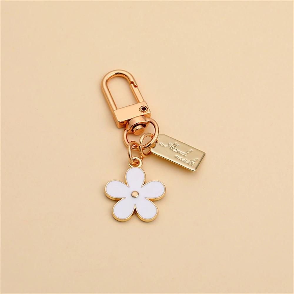 New Colord Enamel Cherry Blossom Keychains Sweet Flower for Women Car Bag Pendant DIY Handmade Jewelry Gift Bag Charm