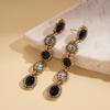 European and American Diamond-set Irregular Oval Fringed Silver Needle Earrings Fashionable Retro Niche High-end Earrings Women