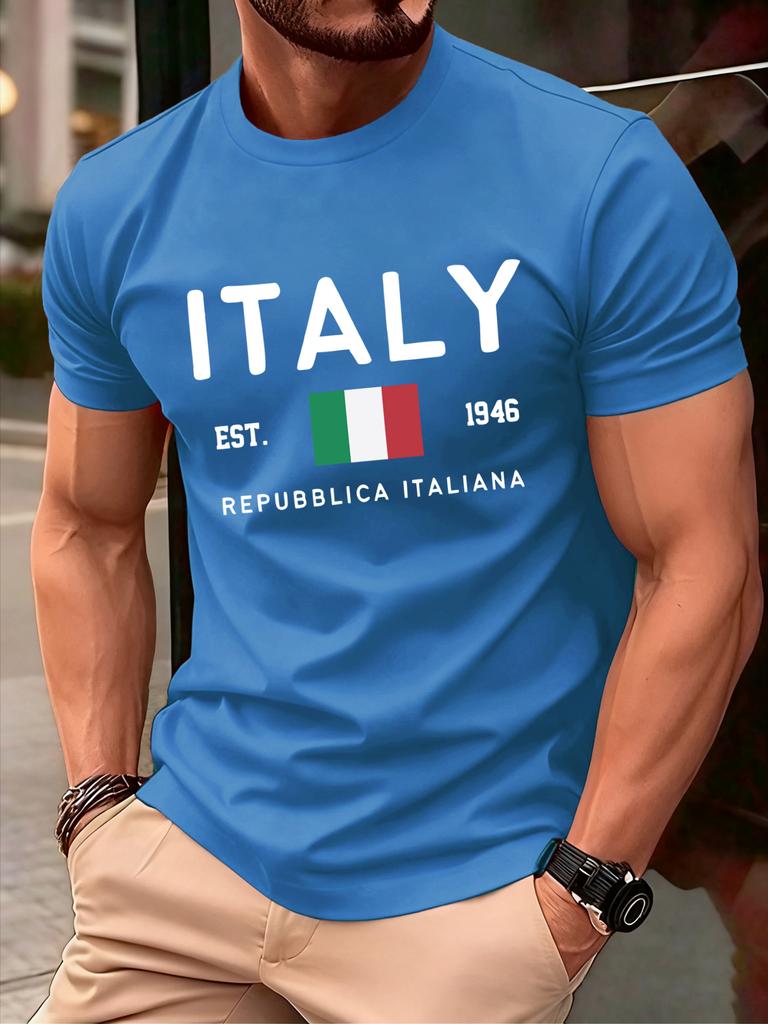 Italy Repubblica Italiana Print TShirts Men Fashion ONeck T Shirt Cotton Loose Clothing Male AllMatch Casual Streetwear