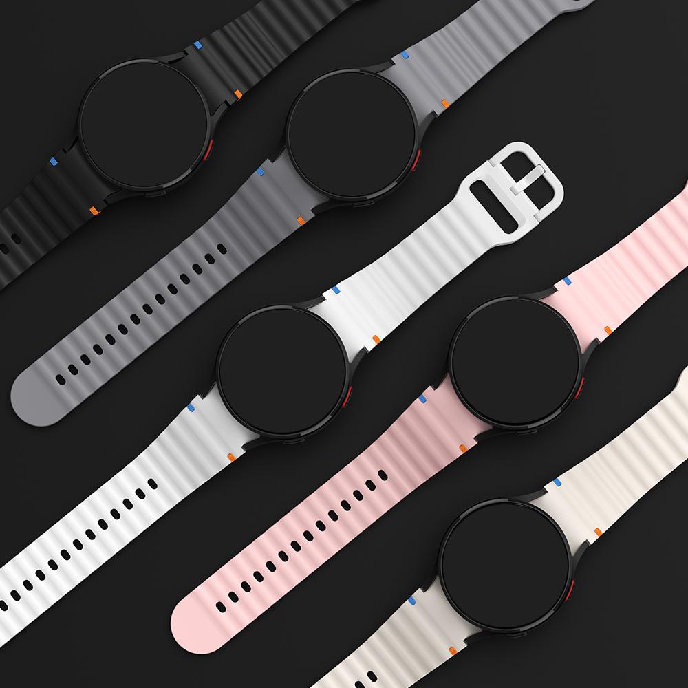 2Packs Suitable for Samsung watch7/FE wave stitched color buckle silicone strap Suitable for Samsung watch6/5/4 strap