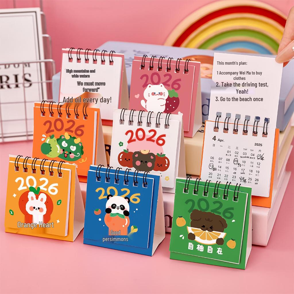 2026 Söt Tecknad Frukt Mini Skrivbordskalender - Student Skrivbordsdekoration
