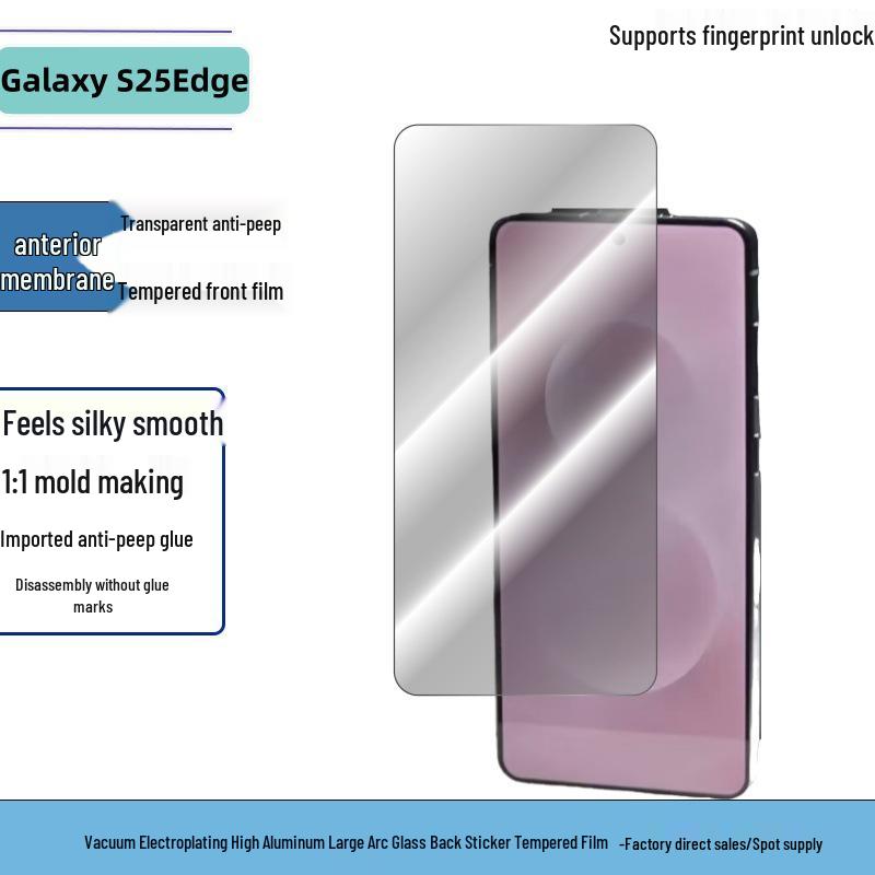 Samsung S25 Edge/S24 Ultra Vollbild-Schutzfolie aus gehärtetem Glas - Hochauflösend, Entsperrbar, Galvanisiert.