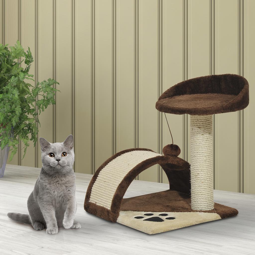 Cat Scratching Post for Play and Relaxation 36x36x44 Cm Brown