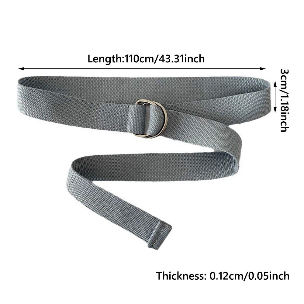Korean Style Double Ring Buckle Casual Student Belt Trendy Canvas Belt  for Jeans